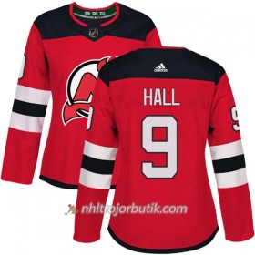 Dame Ishockey New Jersey Devils Tröja Taylor Hall 9 Adidas 2017-2018 Röd Authentic